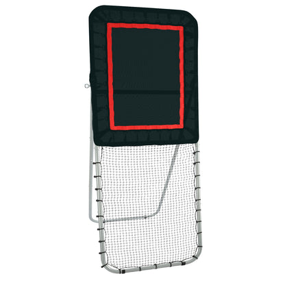 Folding Lacrosse Rebounder for Backyard, 3x8 Ft Volleyball Bounce Back Net, Pitchback Throwback Baseball Softball Return Training Screen, Adjustable Angle Shooting Practice Training Wall, Black