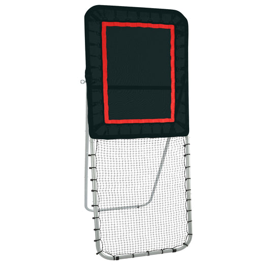 Folding Lacrosse Rebounder for Backyard, 3x8 Ft Volleyball Bounce Back Net, Pitchback Throwback Baseball Softball Return Training Screen, Adjustable Angle Shooting Practice Training Wall, Black