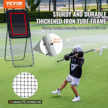 Folding Lacrosse Rebounder for Backyard, 3x8 Ft Volleyball Bounce Back Net, Pitchback Throwback Baseball Softball Return Training Screen, Adjustable Angle Shooting Practice Training Wall, Black - Image 2