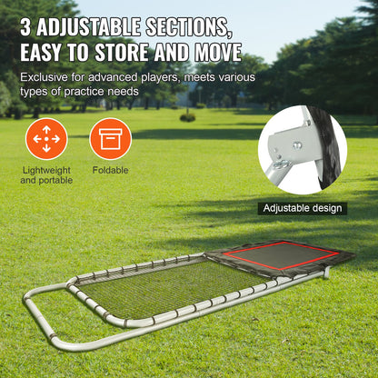 Folding Lacrosse Rebounder for Backyard, 3x8 Ft Volleyball Bounce Back Net, Pitchback Throwback Baseball Softball Return Training Screen, Adjustable Angle Shooting Practice Training Wall, Black - Image 4