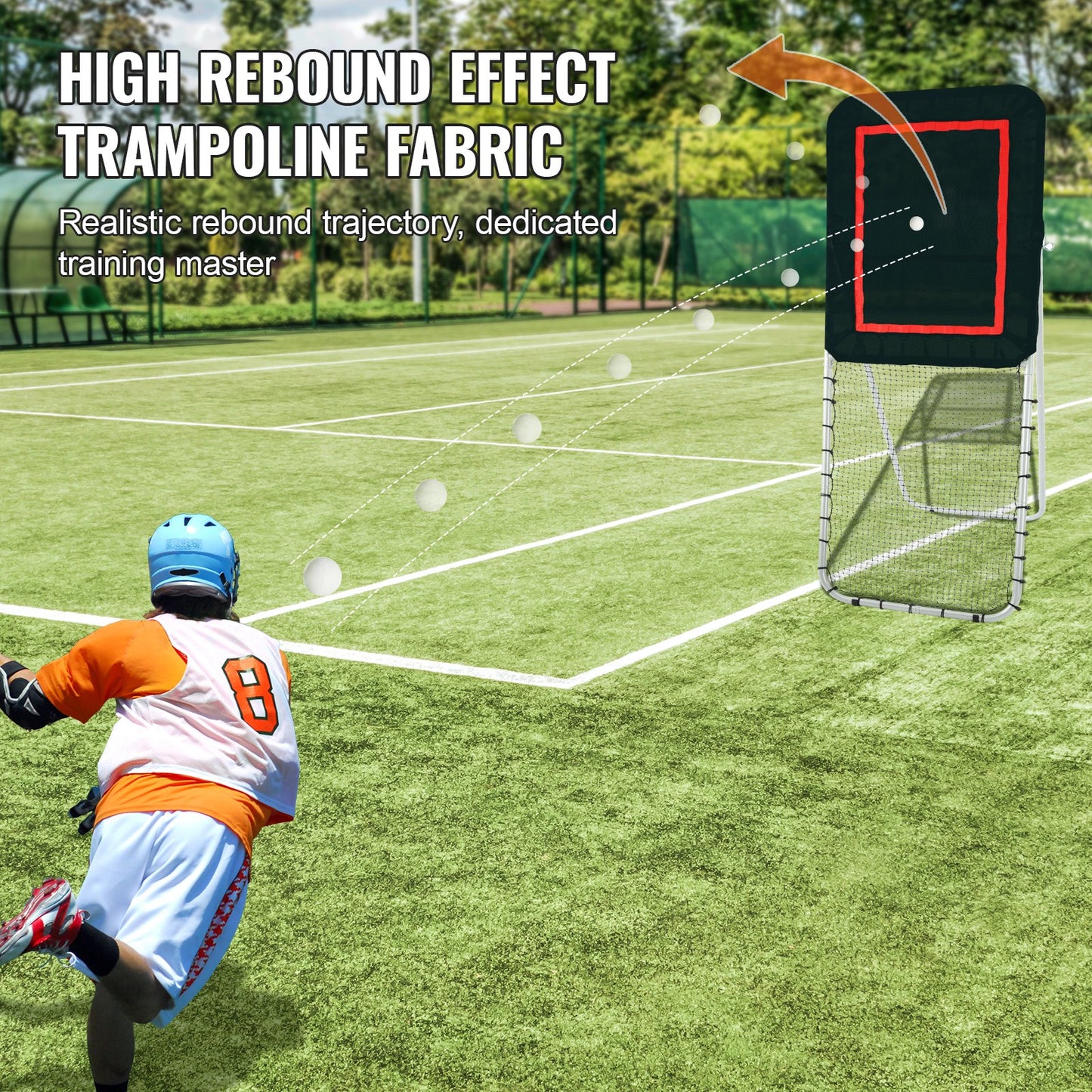 Folding Lacrosse Rebounder for Backyard, 3x8 Ft Volleyball Bounce Back Net, Pitchback Throwback Baseball Softball Return Training Screen, Adjustable Angle Shooting Practice Training Wall, Black - Image 5