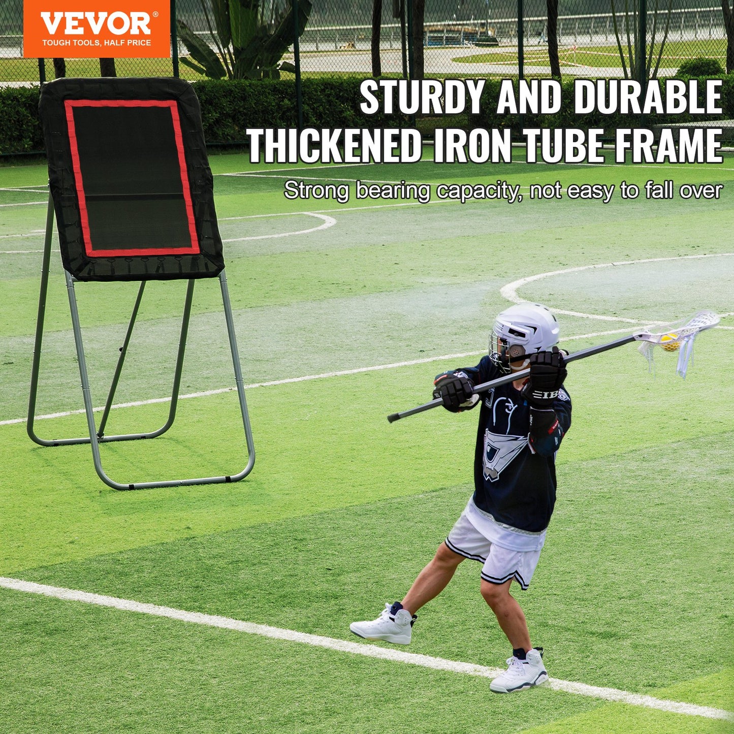 Folding Lacrosse Rebounder for Backyard, 3x4 Ft Volleyball Bounce Back Net, Pitchback Throwback Baseball Softball Return Training Screen, Adjustable Angle Shooting Practice Training Wall, Black - Image 2