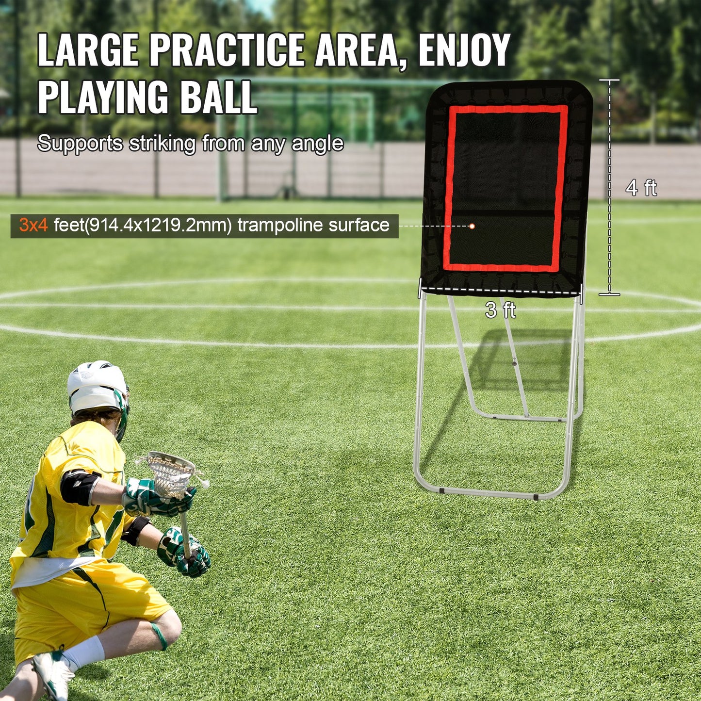 Folding Lacrosse Rebounder for Backyard, 3x4 Ft Volleyball Bounce Back Net, Pitchback Throwback Baseball Softball Return Training Screen, Adjustable Angle Shooting Practice Training Wall, Black - Image 3