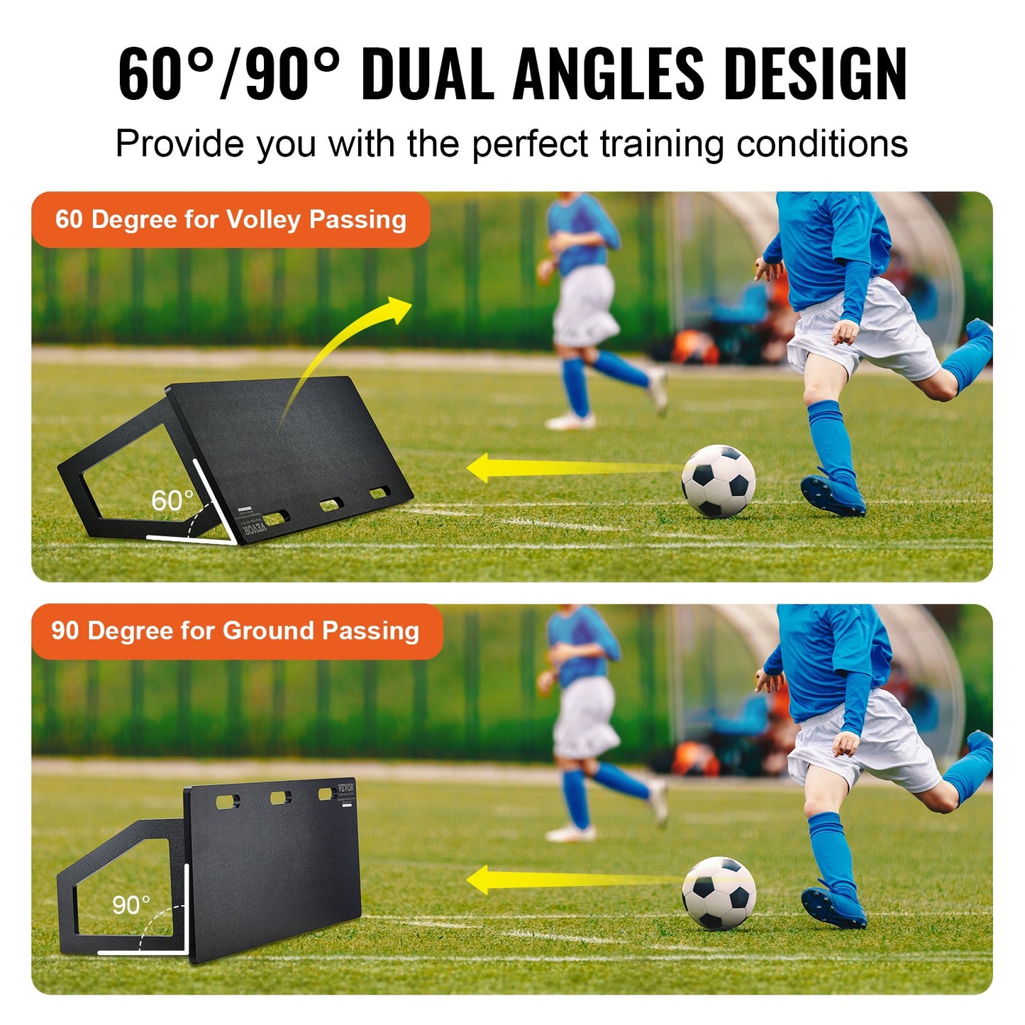 Soccer Rebounder Board, 115x45 cm Portable Soccer Wall with 2 Angles Rebound, Foldable HDPE Kickback Rebound Board, Soccer Training Equipment for Kids and Adults, Passing & Shooting Practice - Image 3