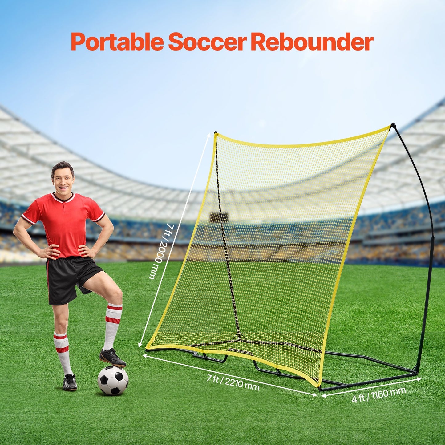 7x7FT Soccer Rebounder Portable Soccer Trainer Net with Portable Bag - Image 2