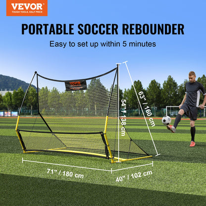 Soccer Trainer, 2-IN-1 Portable Soccer Rebounder Net, Iron Soccer Practice Equipment, Sports Football Rebounder Wall with Portable Bag, Perfect for Team Solo Training, Passing, Volley - Image 2