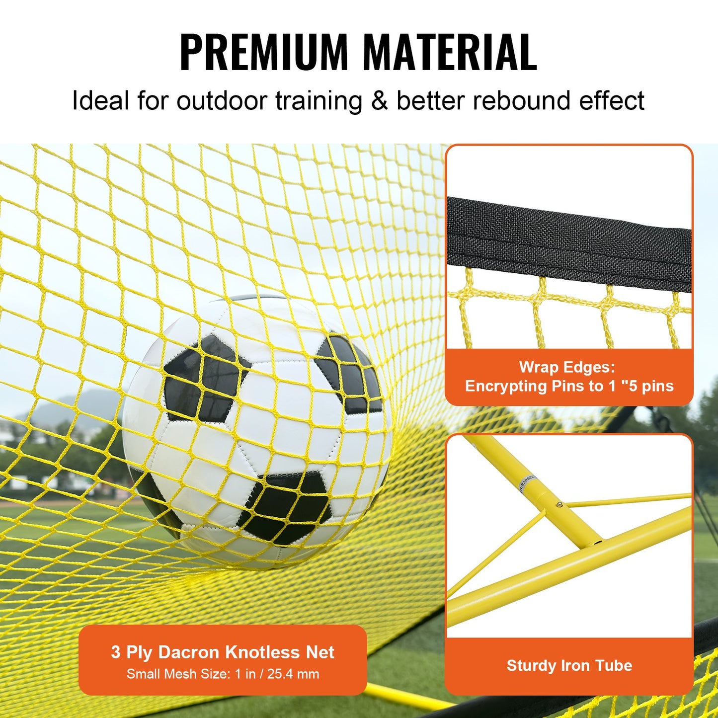 Soccer Trainer, 2-IN-1 Portable Soccer Rebounder Net, Iron Soccer Practice Equipment, Sports Football Rebounder Wall with Portable Bag, Perfect for Team Solo Training, Passing, Volley - Image 4