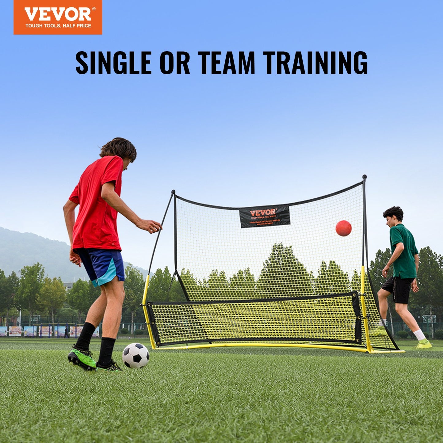 Soccer Trainer, 2-IN-1 Portable Soccer Rebounder Net, Iron Soccer Practice Equipment, Sports Football Rebounder Wall with Portable Bag, Perfect for Team Solo Training, Passing, Volley - Image 7