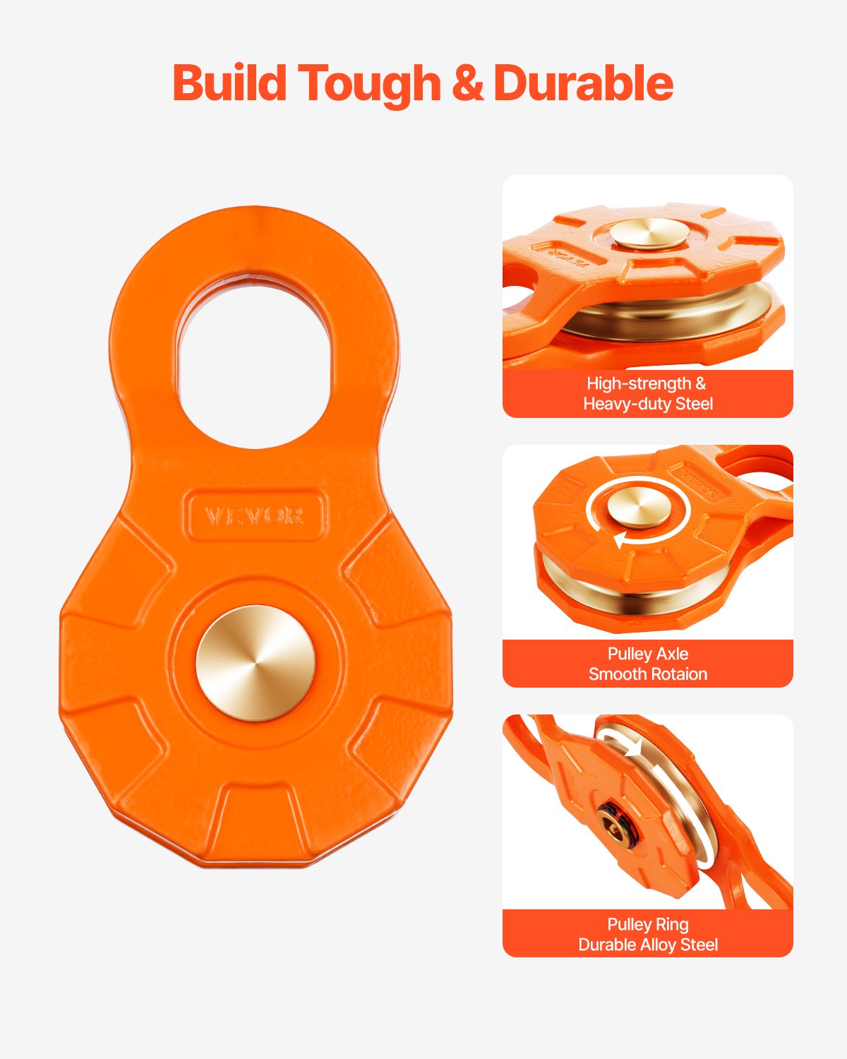 30 T Snatch Block for Winch Recovery, 66,000 lbs Break Strength Pulley System with 0.4" - 0.55" Rope, Heavy Duty Offroad Recovery Accessory for Towing & Recovery on Truck, Tractor, ATV & UTV - Image 3