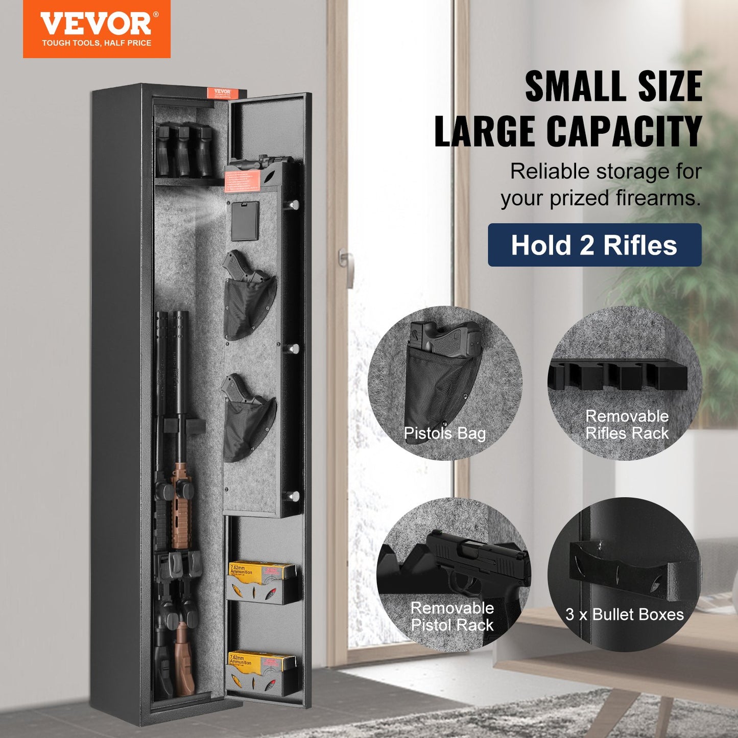 Gun Safe Rifle Safe with Digital Keypad & Lock for 3 Rifles and 4 Pistols - Image 2