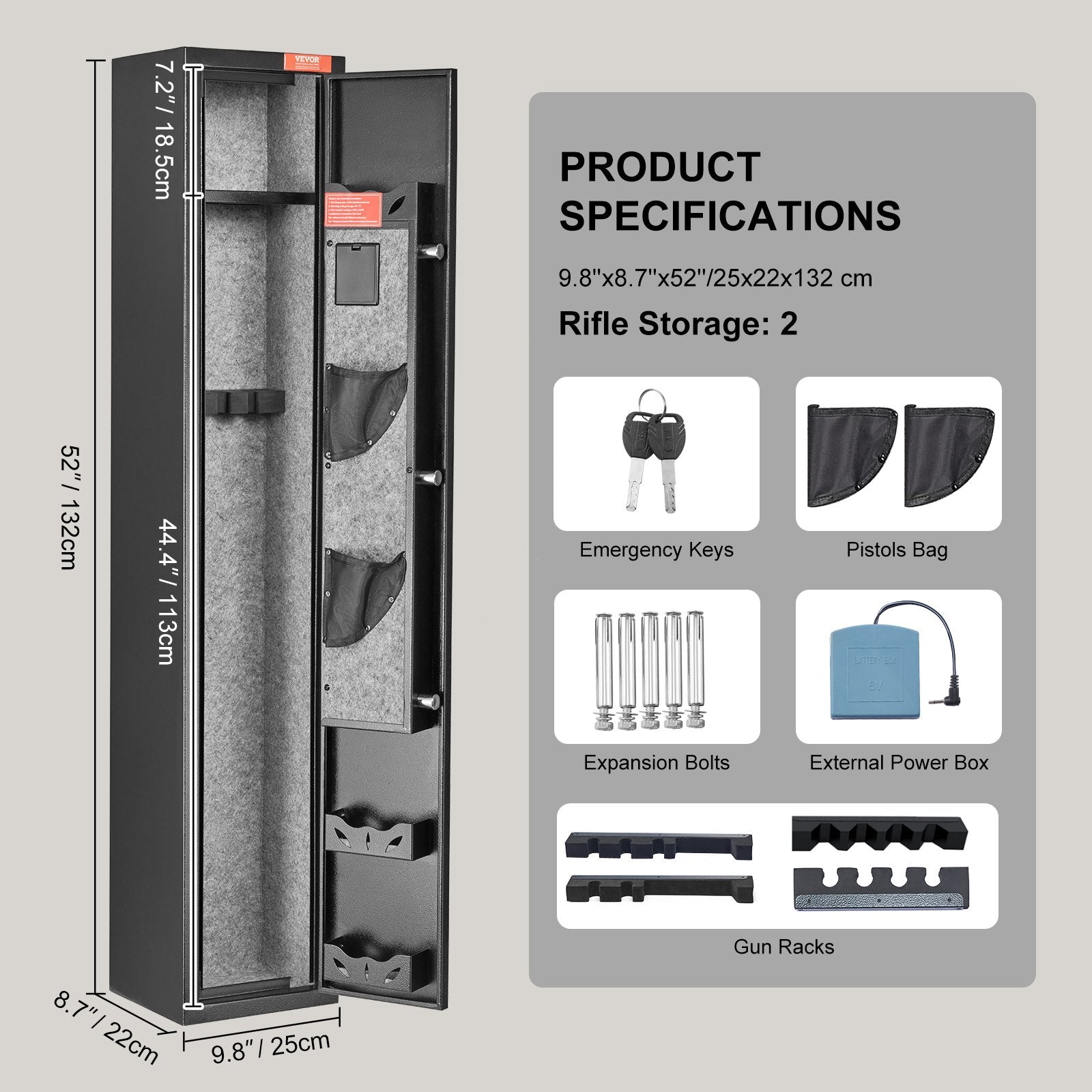 Gun Safe Rifle Safe with Digital Keypad & Lock for 3 Rifles and 4 Pistols - Image 7