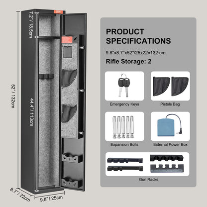 Gun Safe Rifle Safe with Digital Keypad & Lock for 3 Rifles and 4 Pistols - Image 7