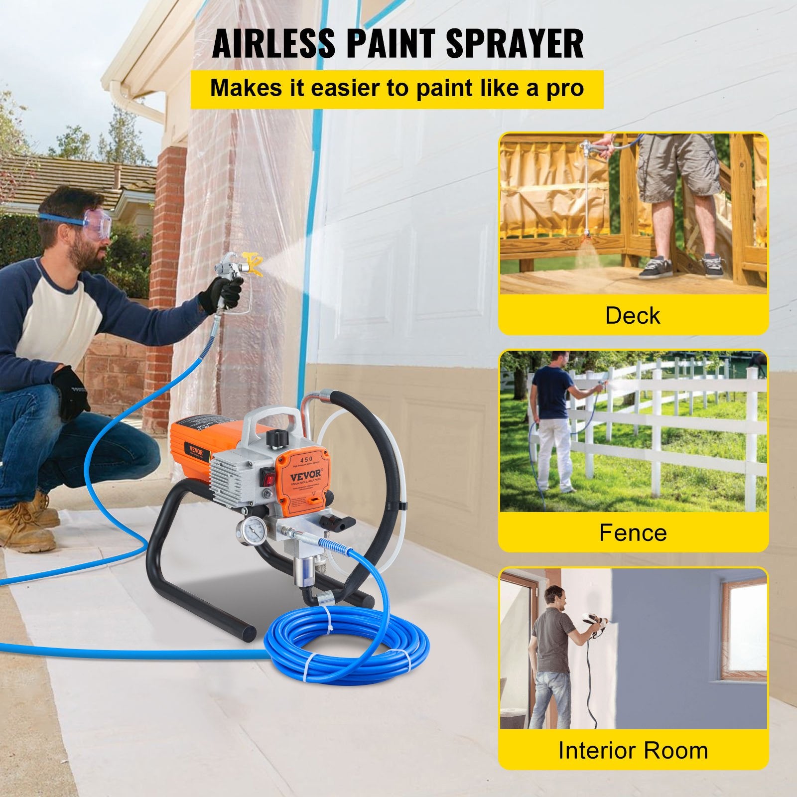High Pressure Airless Wall Paint Spray Gun Sprayer 600W Machine Spraying - Image 2