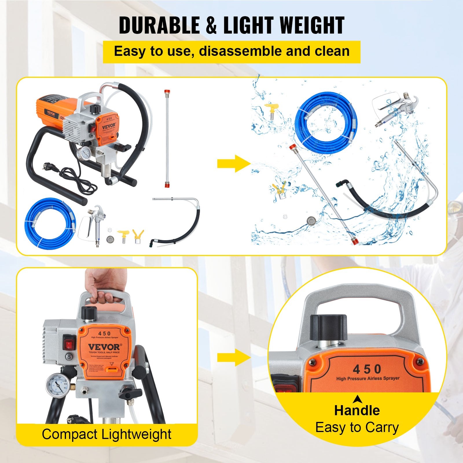 High Pressure Airless Wall Paint Spray Gun Sprayer 600W Machine Spraying - Image 5