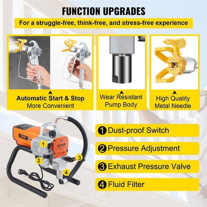 High Pressure Airless Wall Paint Spray Gun Sprayer 600W Machine Spraying - Image 6