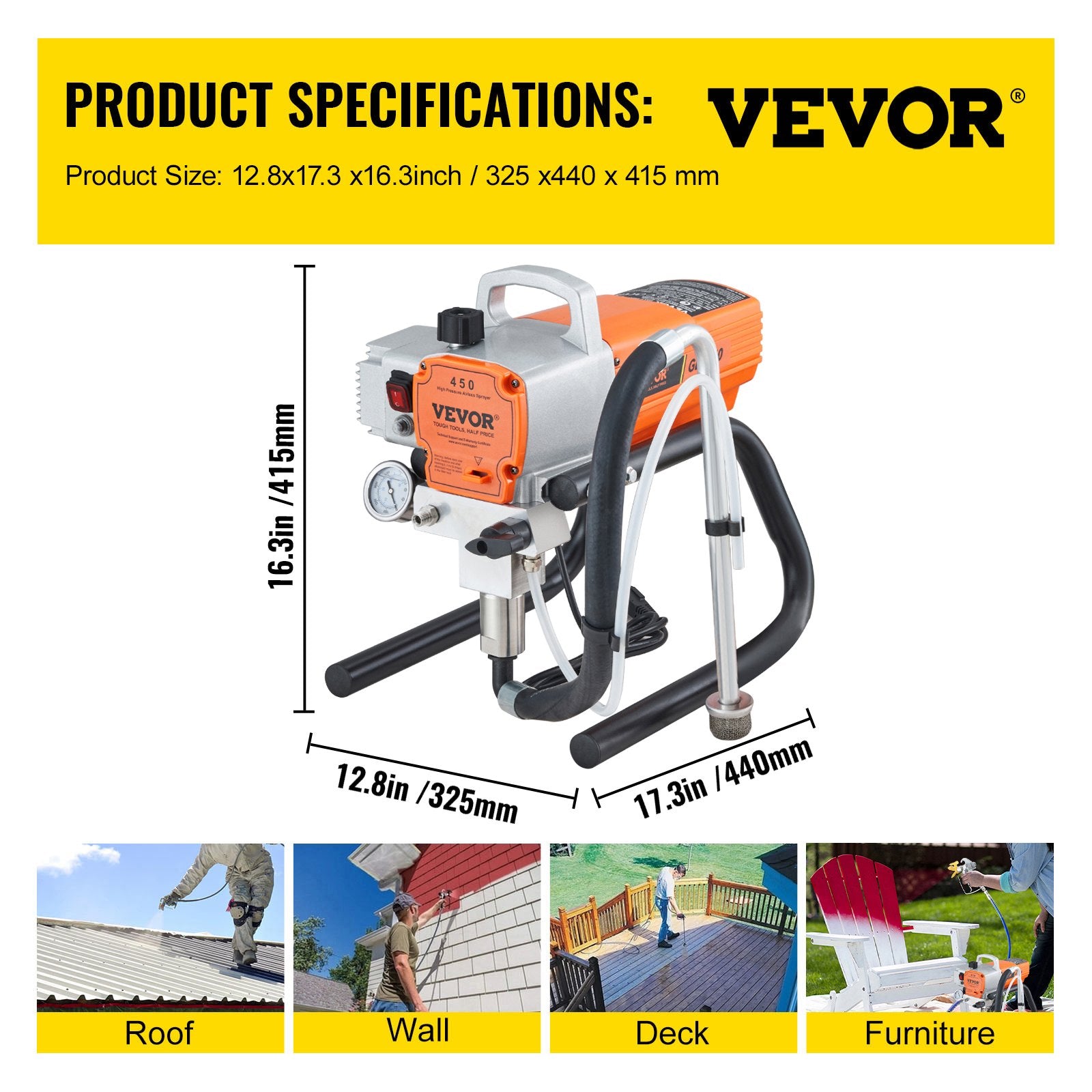 High Pressure Airless Wall Paint Spray Gun Sprayer 600W Machine Spraying - Image 7