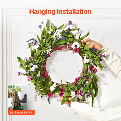 Artificial Decorative Wreath 55.88 cm Pink Green with Daisies Year Round - Image 6