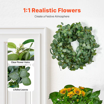 Artificial Decorative Wreath 66.04 cm Green Eucalyptus Leaves Year Round - Image 2
