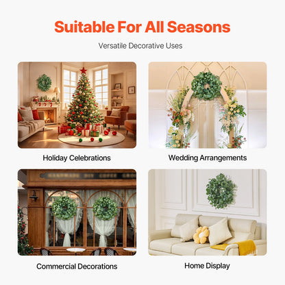 Artificial Decorative Wreath 66.04 cm Green Eucalyptus Leaves Year Round - Image 5