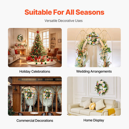 Artificial Decorative Wreath 60.96 cm White Pink Yellow Peonies Hydrangeas - Image 5