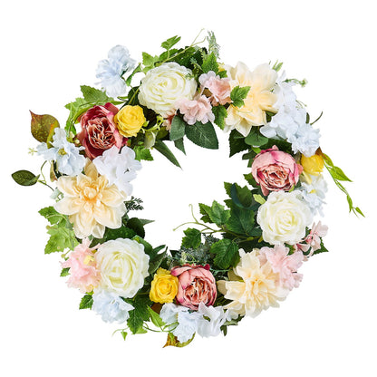 Artificial Decorative Wreath 60.96 cm White Pink Yellow Peonies Hydrangeas - Image 9