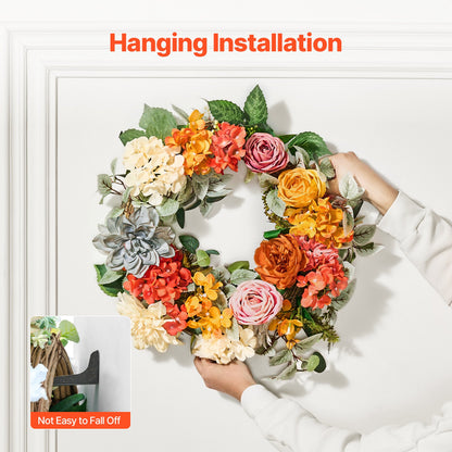 Artificial Decorative Wreath 60.96 cm Red Orange Yellow Hydrangeas Roses - Image 6