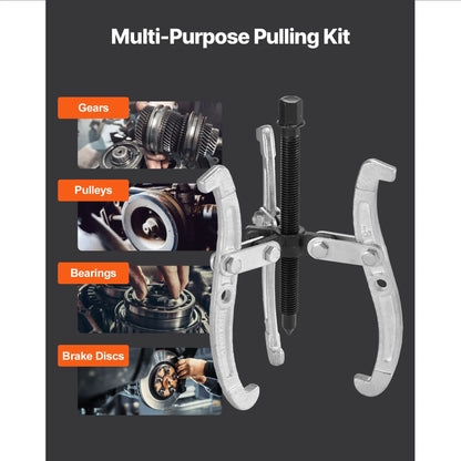 Gear Puller Set, 76.2 mm/101.6 mm/152.4 mm/203.2 mm 3 Jaw Bearing Puller with Reversible Jaws, 2 Jaw/3 Jaw Pulley Puller, 4 PCS Bearing Puller Tool Kit for Pulley Gear Bearing Flywheel Removal - Image 7