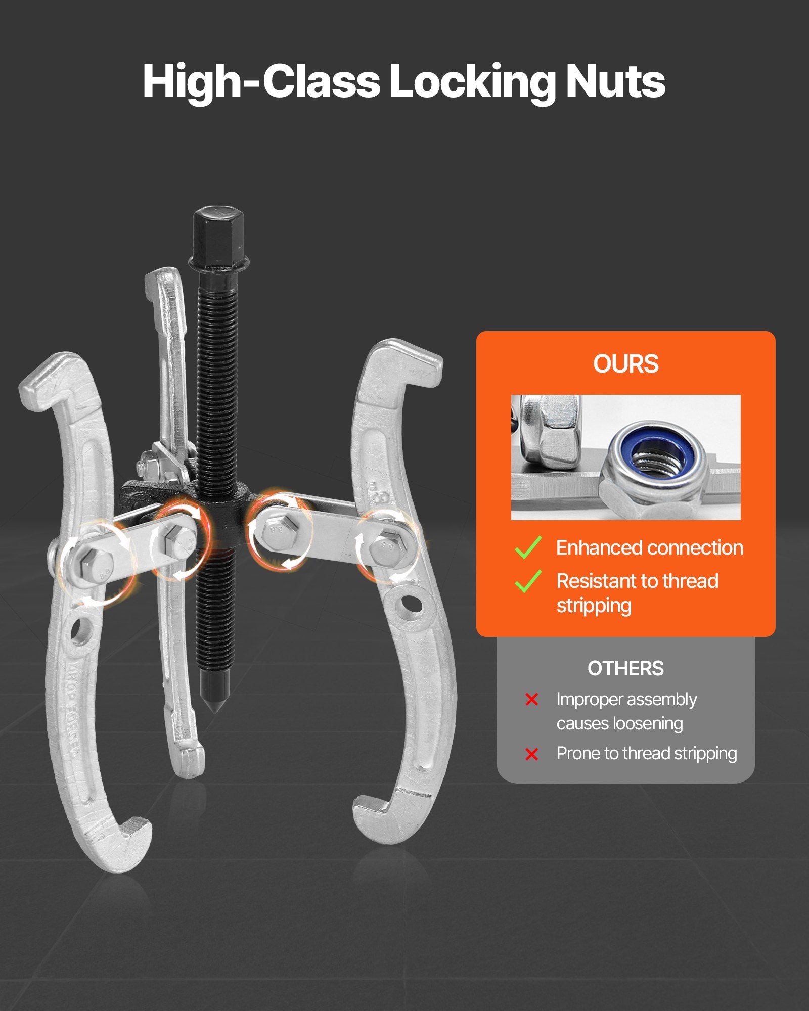 Gear Puller Set, 76.2 mm/101.6 mm/152.4 mm/203.2 mm 3 Jaw Bearing Puller with Reversible Jaws, 2 Jaw/3 Jaw Pulley Puller, 4 PCS Bearing Puller Tool Kit for Pulley Gear Bearing Flywheel Removal - Image 2