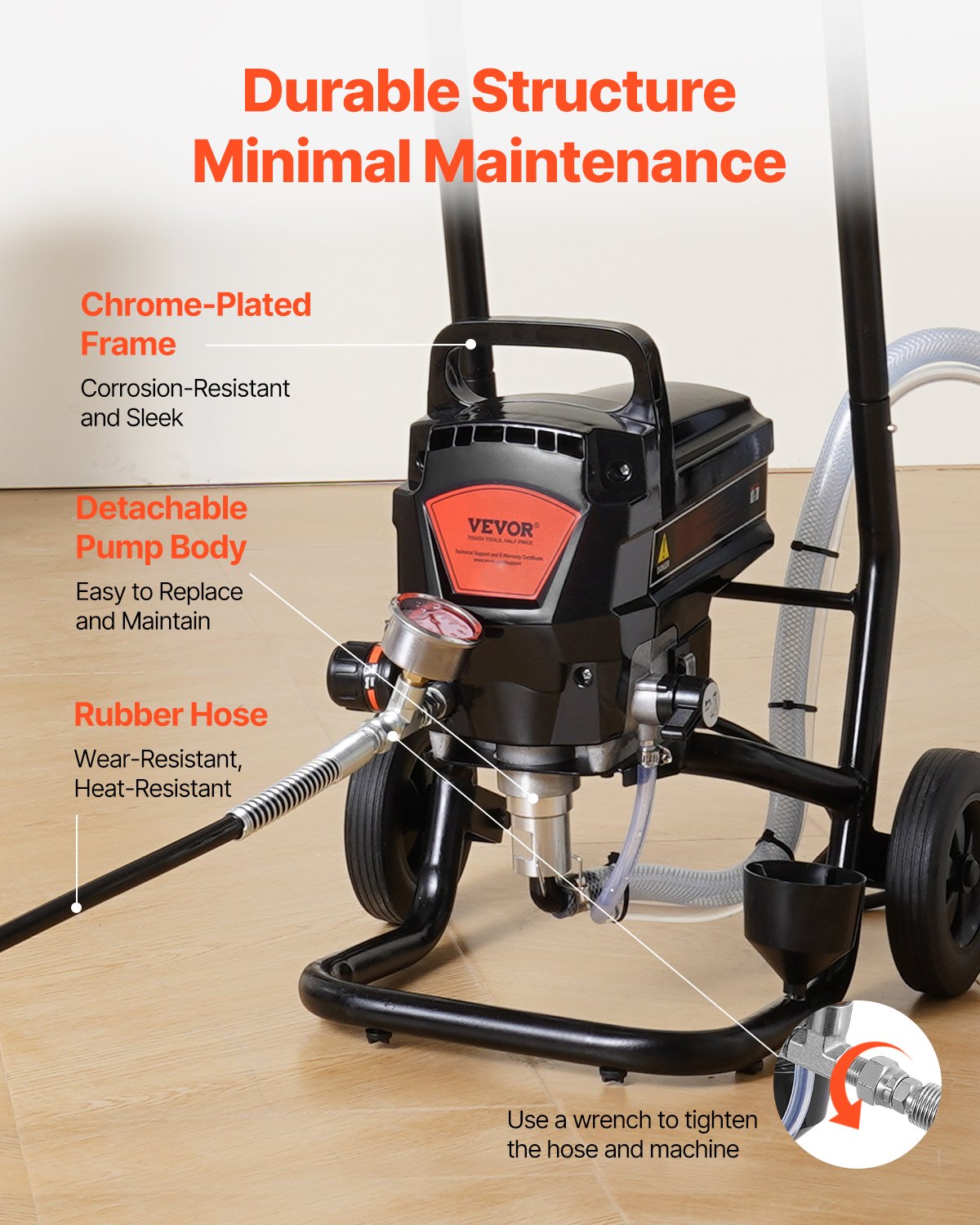 Stand Airless Paint Sprayer, 950W 3000PSI High Efficiency Electric Airless Sprayer With Cart, Fine And Even Painting Effect, Paint Sprayers for Home Interior and Exterior Furniture and Fences - Image 5