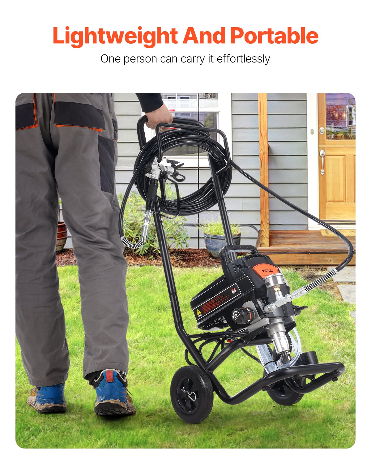 Stand Airless Paint Sprayer, 950W 3000PSI High Efficiency Electric Airless Sprayer With Cart, Fine And Even Painting Effect, Paint Sprayers for Home Interior and Exterior Furniture and Fences - Image 6