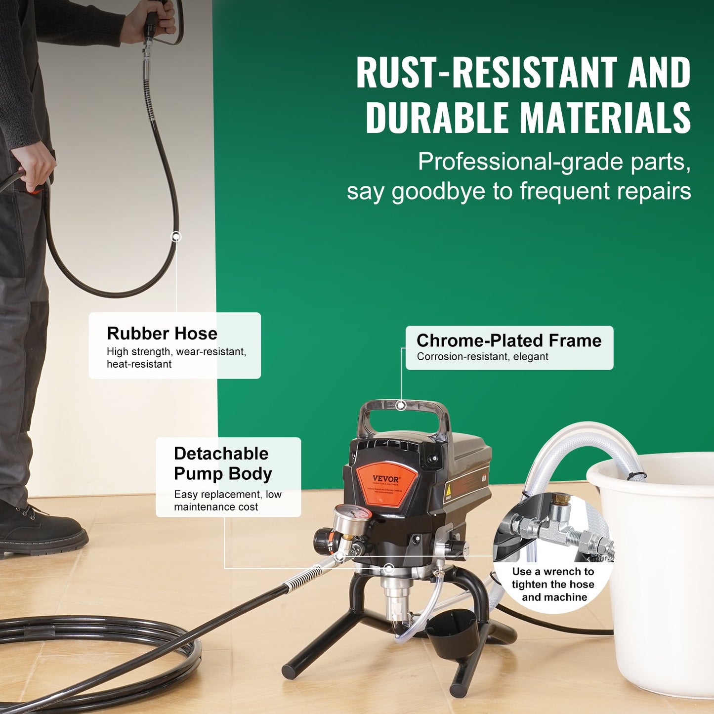 Stand Airless Paint Sprayer, 950W 3000PSI High Efficiency Electric Airless Sprayer, Fine And Even Painting Effect, Handheld Paint Sprayers for Home Interior and Exterior Furniture and Fences - Image 5