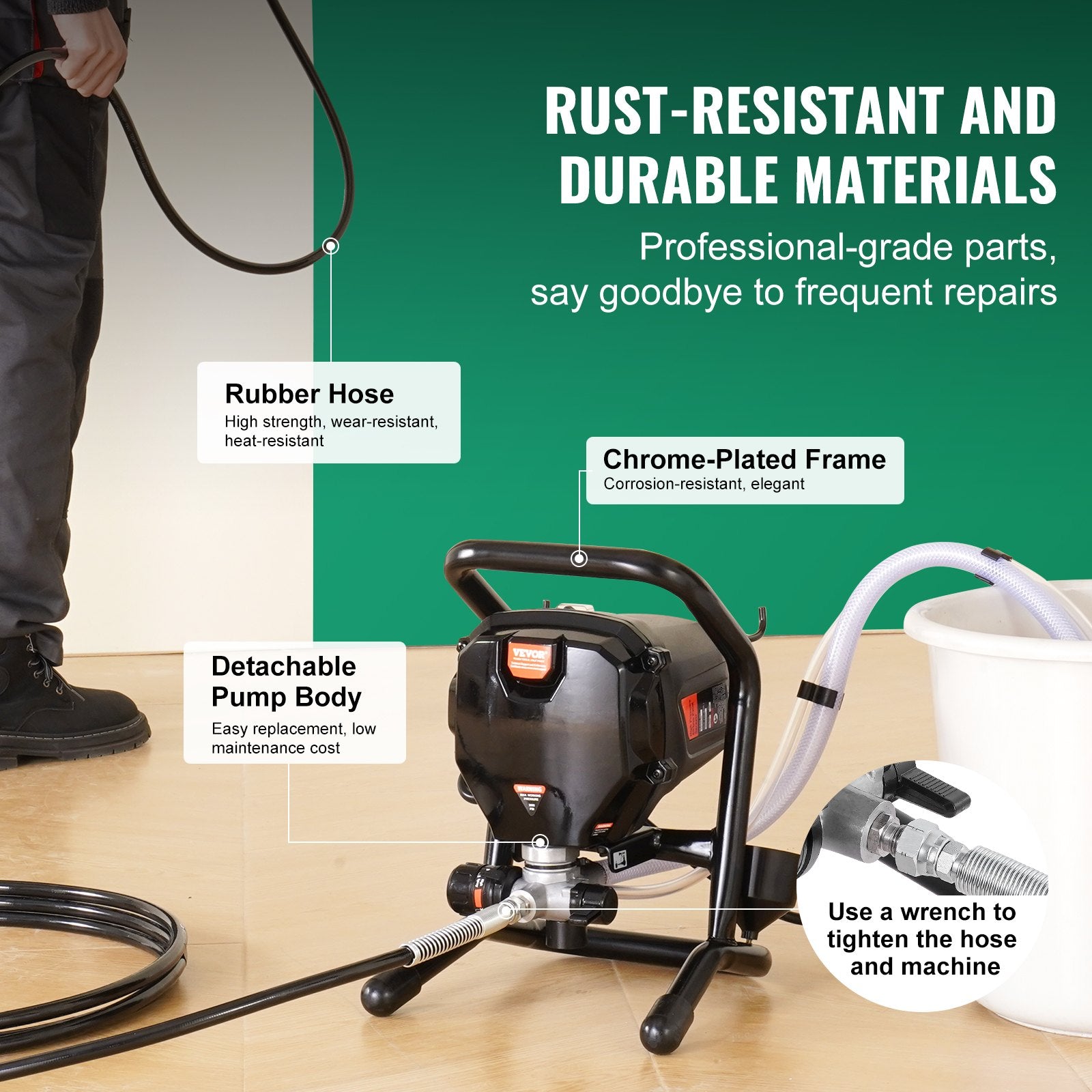 Stand Airless Paint Sprayer, 750W 3000PSI High Efficiency Electric Airless Sprayer, Fine And Even Painting Effect, Handheld Paint Sprayers for Home Interior and Exterior Furniture and Fences - Image 5