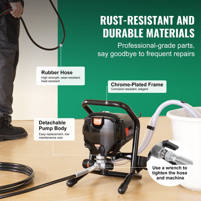 Stand Airless Paint Sprayer, 750W 3000PSI High Efficiency Electric Airless Sprayer, Fine And Even Painting Effect, Handheld Paint Sprayers for Home Interior and Exterior Furniture and Fences - Image 5