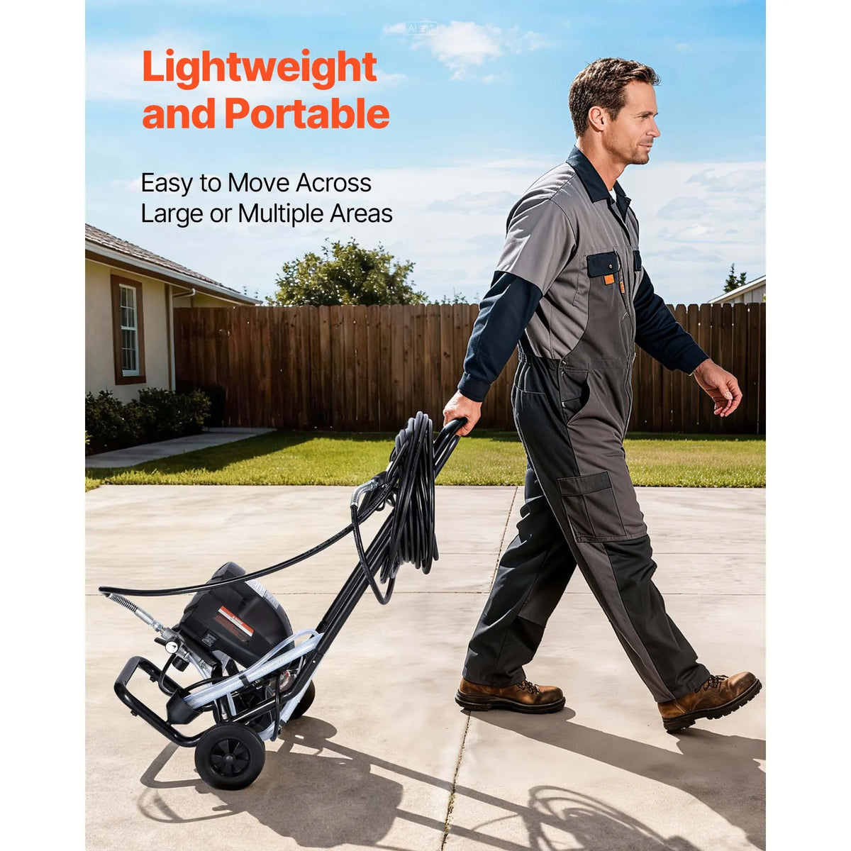 Stand Airless Paint Sprayer, 650W, 3000PSI High Pressure Airless Sprayer with Cart, Cleaning Brush, Hose, Extension Rod, Nozzles, Electric Spray Paint Machine for House Exterior and Interior - Image 7