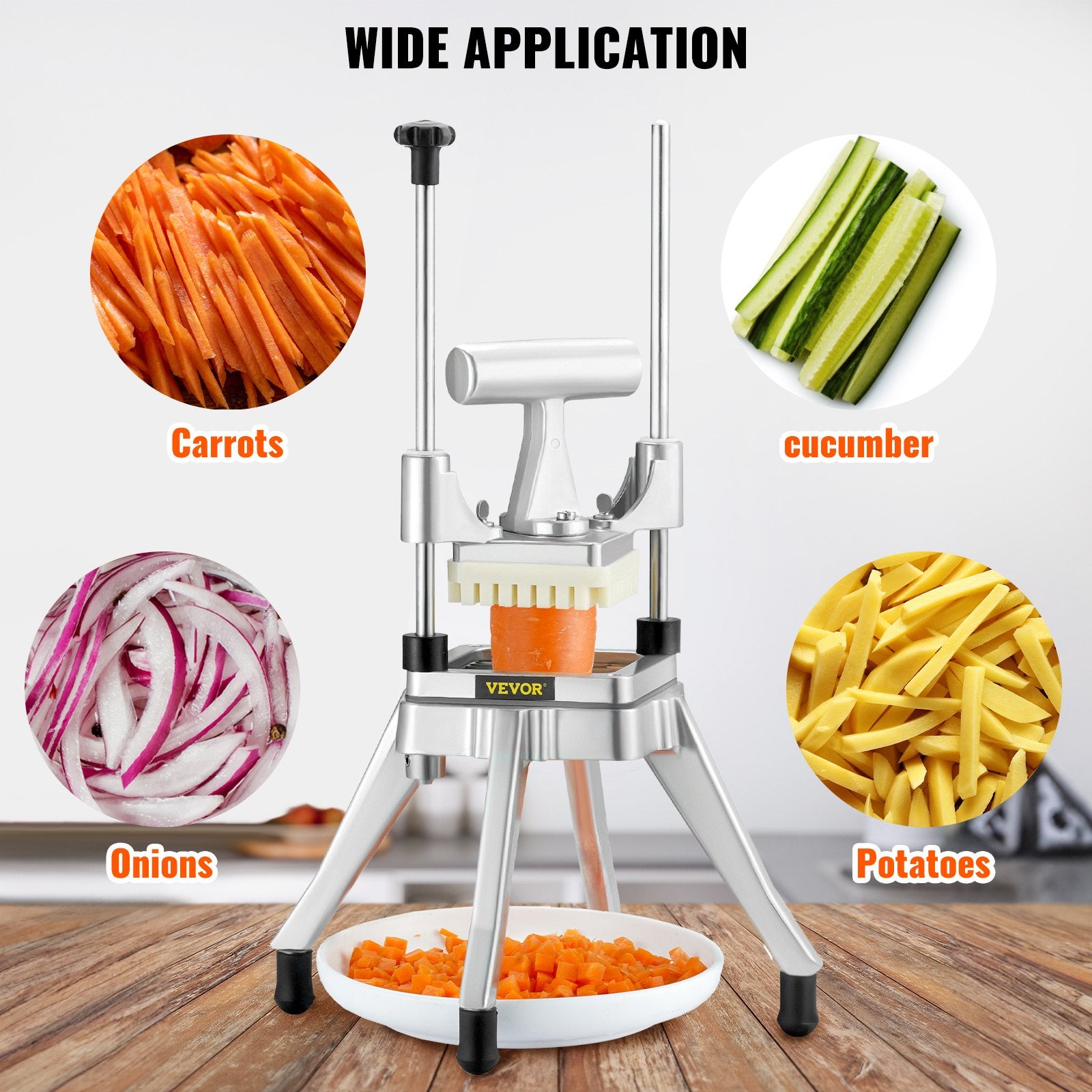 Commercial Vegetable Fruit Chopper 1/4" Blade Heavy Duty Professional Food Dicer Kattex French Fry Cutter Onion Slicer Stainless Steel for Tomato Peppers Potato Mushroom - Image 6