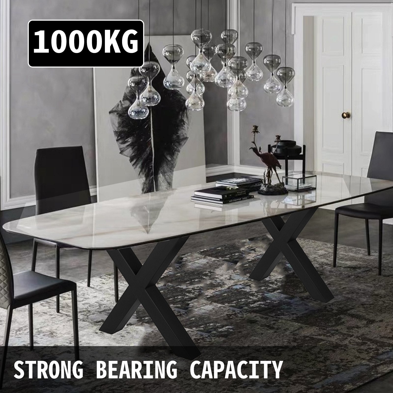Metal Table Legs 28.4 x 29.9 Inch Black Table Legs Premium steel table legs with X-frame style Steel Bench Legs Country Style Table Legs Furniture Leg Perfect for Coffee Store Home Office Bar - Image 3