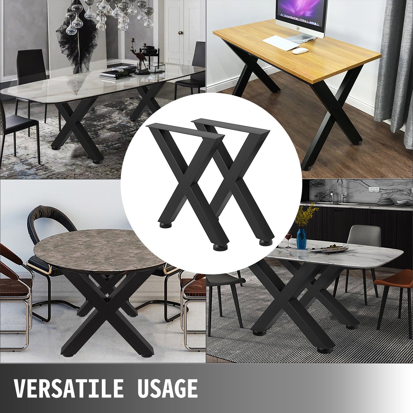 Set of 2 Steel Table Legs, 72cm Height 79cm Wide Dining Table Legs, Heavy Duty 7.9cm Square Box Section X Frame Table Legs,72x79x7.9 cm Black Color Industrial Country Style Metal Dining Leg - Image 7