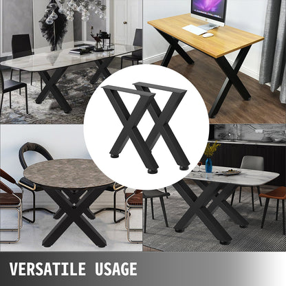 Set of 2 Steel Table Legs, 72cm Height 79cm Wide Dining Table Legs, Heavy Duty 7.9cm Square Box Section X Frame Table Legs,72x79x7.9 cm Black Color Industrial Country Style Metal Dining Leg - Image 7