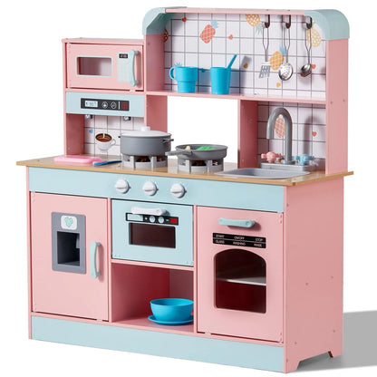 Kitchen Playset Kids Pretend Cooking Play Toy 24 Piece Accessories Pink - Image 9