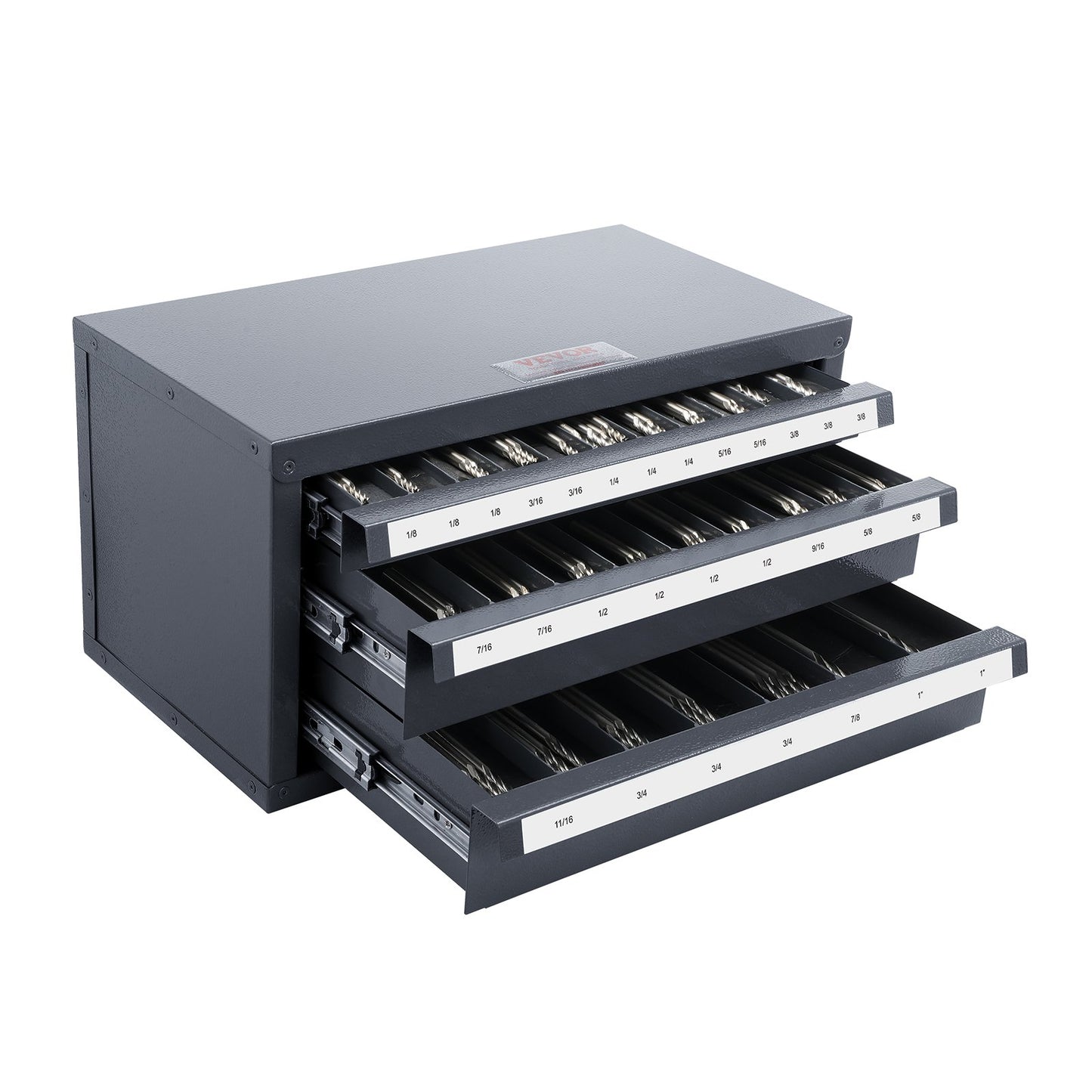 End Mill Dispenser Cabinet, Three-Drawer End Mill Organizer Cabinet for 1/8" to 1", Steel End Mill Dispenser Organizer Cabinet with Labels, 29-Compartment Stackable for End Mill Storage - Image 9