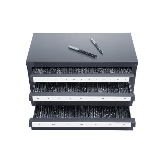 Drill Bit Dispenser Cabinet, Three-Drawer Drill Bit Organizer Cabinet for 1mm to 13mm, Steel Drill Dispenser Organizer Cabinet with Labels, Stackable Drill Dispenser for Drill Bit Storage