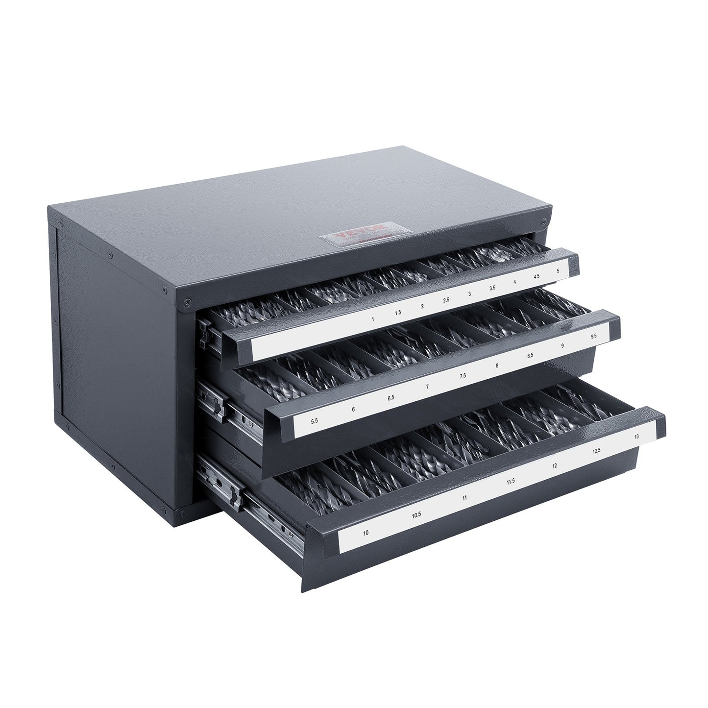 Drill Bit Dispenser Cabinet, Three-Drawer Drill Bit Organizer Cabinet for 1mm to 13mm, Steel Drill Dispenser Organizer Cabinet with Labels, Stackable Drill Dispenser for Drill Bit Storage - Image 9