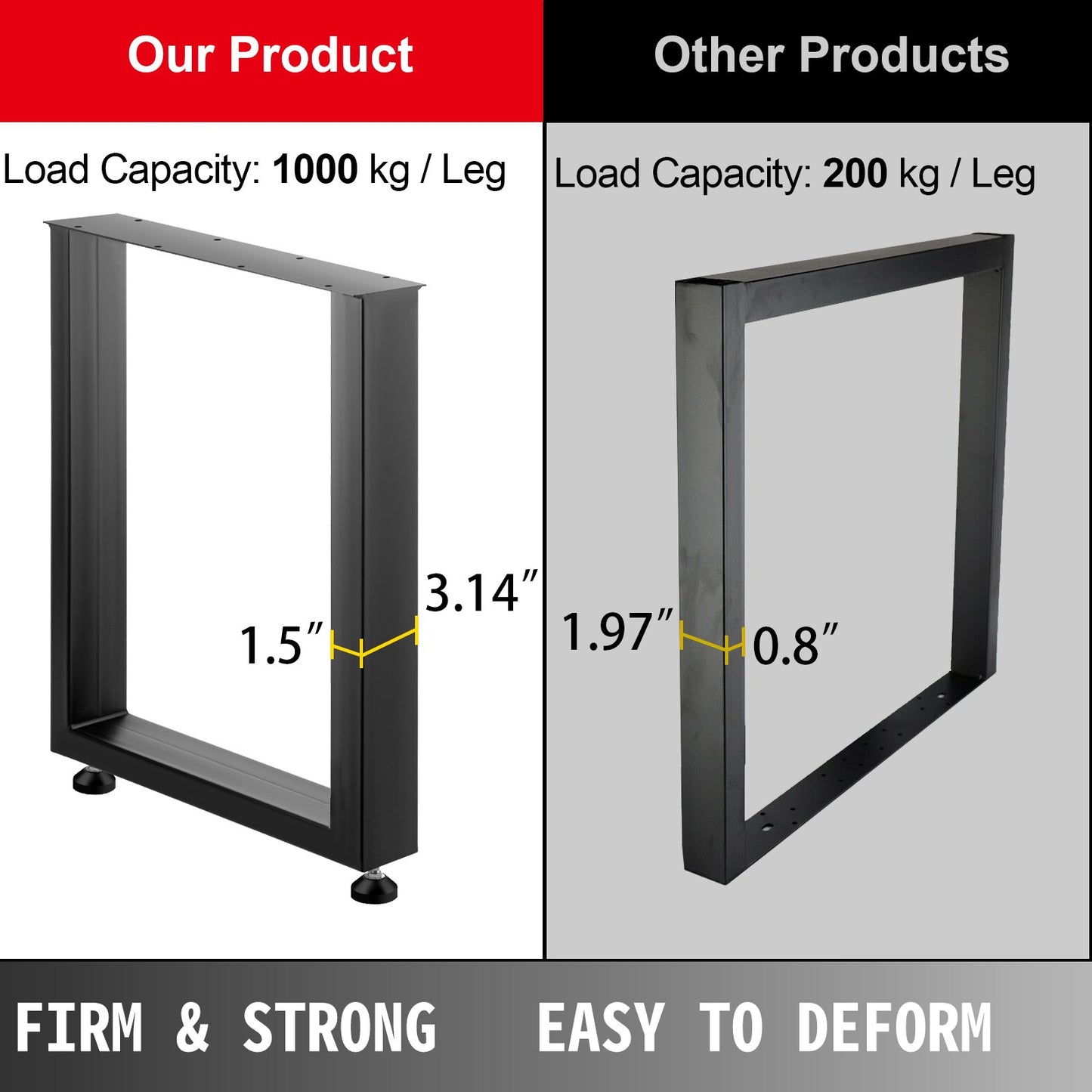 Black Table Legs Frame Metal Dining Table Desk 600X720MM - Image 4