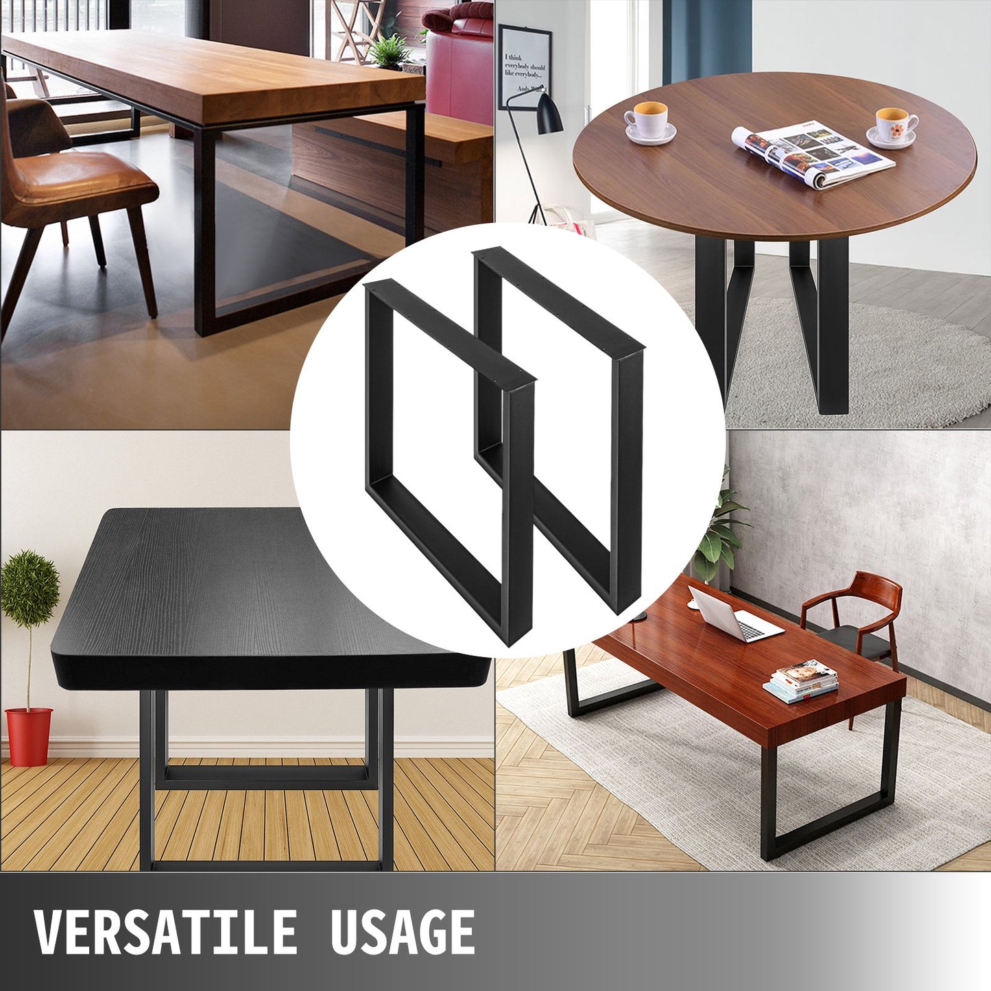 Black Metal Table Legs Set of 2 Steel Table Legs 35x28 Inch Dining Table Legs Office Table Legs Computer Desk Legs Steel Bench Legs Country Style Table Legs DIY Furniture Legs - Image 7