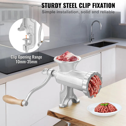 Manual Meat Grinder Heavy Duty Cast Iron Meat Grinder & Steel Table Clamp - Image 2