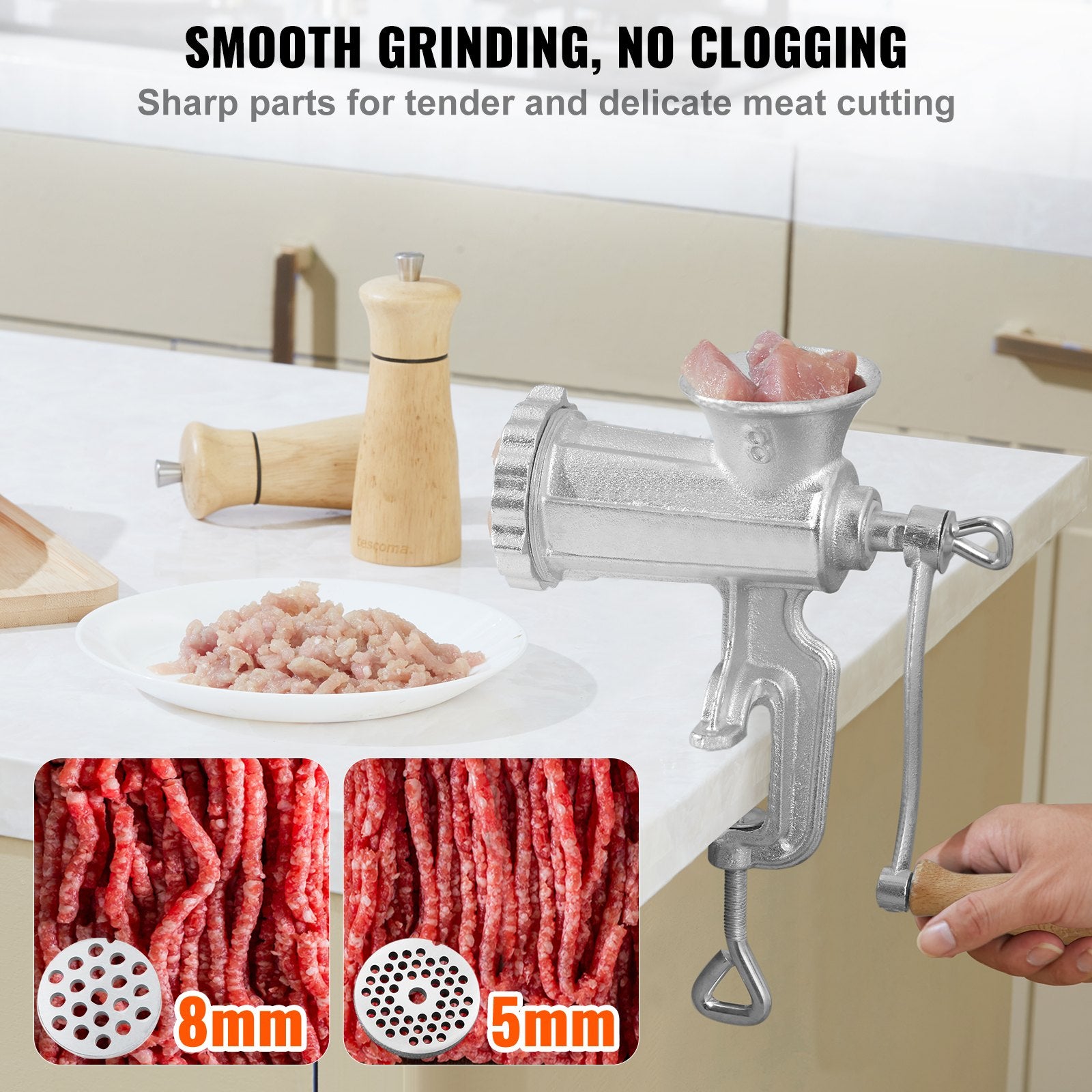 Manual Meat Grinder Heavy Duty Cast Iron Meat Grinder & Steel Table Clamp - Image 3