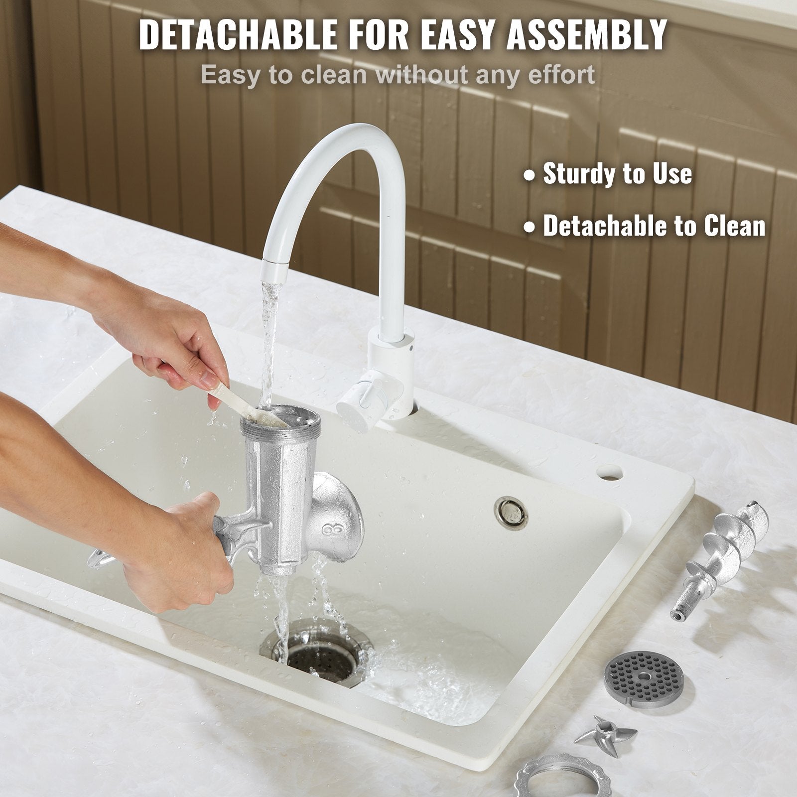 Manual Meat Grinder Heavy Duty Cast Iron Meat Grinder & Steel Table Clamp - Image 4