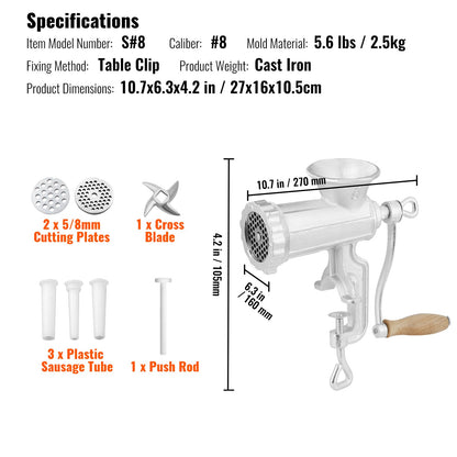 Manual Meat Grinder Heavy Duty Cast Iron Meat Grinder & Steel Table Clamp - Image 7