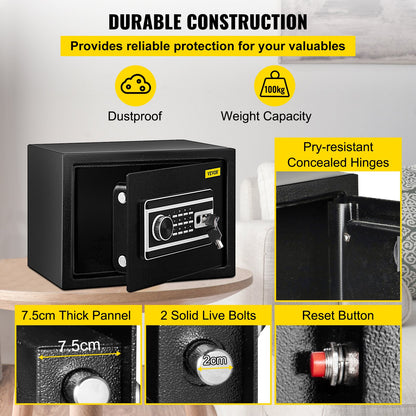 Safe Box, 0.8 CU.FT Fingerprint Safe Box for Money w/ 2 Keys & Digital Keypad, Q235 Steel Safe Box for Storing Cash, Jewelry, Pistols, Documents, Watches in Home & Office & Hotel - Image 4