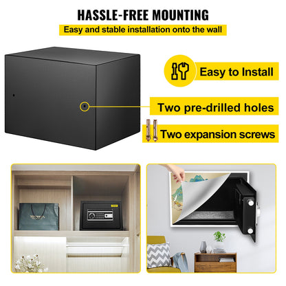 Safe Box, 0.8 CU.FT Fingerprint Safe Box for Money w/ 2 Keys & Digital Keypad, Q235 Steel Safe Box for Storing Cash, Jewelry, Pistols, Documents, Watches in Home & Office & Hotel - Image 6